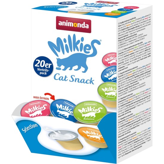 animonda Milkies Cat Snack with Milk - Selection Mix Pack (6 x 30 g), Grain-Free Crisp Cushion Milk Cat Snacks for Adult Cats animonda Milkies Cat Snack with Milk - Selection Mix Pack (6 x 30 g), Grain-Free Crisp Cushion Milk Cat Snacks for Adult Cats