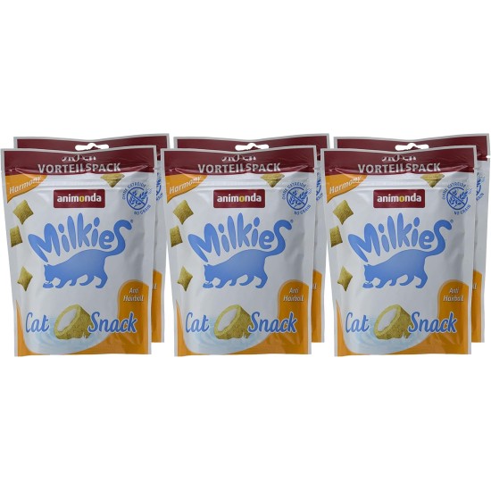 animonda Milkies Cat Snack with Milk - Selection Mix Pack (6 x 30 g), Grain-Free Crisp Cushion Milk Cat Snacks for Adult Cats animonda Milkies Cat Snack with Milk - Selection Mix Pack (6 x 30 g), Grain-Free Crisp Cushion Milk Cat Snacks for Adult Cats