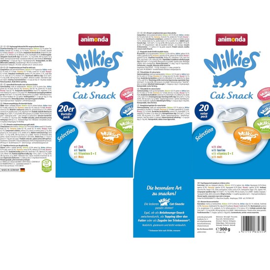 animonda Milkies Cat Snack with Milk - Selection Mix Pack (6 x 30 g), Grain-Free Crisp Cushion Milk Cat Snacks for Adult Cats animonda Milkies Cat Snack with Milk - Selection Mix Pack (6 x 30 g), Grain-Free Crisp Cushion Milk Cat Snacks for Adult Cats