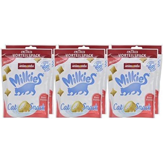 animonda Milkies Cat Snack with Milk - Selection Mix Pack (6 x 30 g), Grain-Free Crisp Cushion Milk Cat Snacks for Adult Cats animonda Milkies Cat Snack with Milk - Selection Mix Pack (6 x 30 g), Grain-Free Crisp Cushion Milk Cat Snacks for Adult Cats