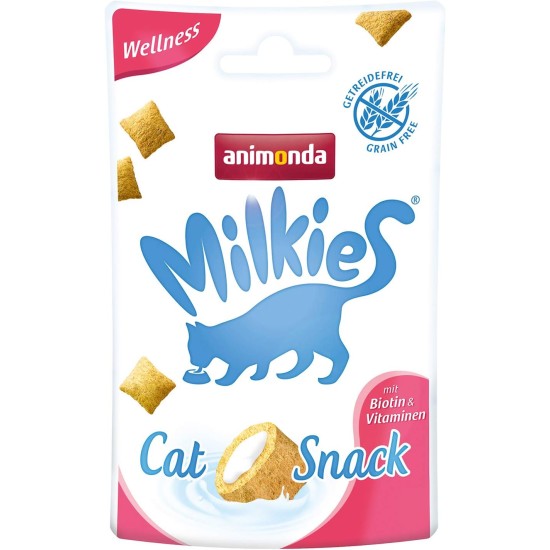 animonda Milkies Cat Snack with Milk - Selection Mix Pack (6 x 30 g), Grain-Free Crisp Cushion Milk Cat Snacks for Adult Cats animonda Milkies Cat Snack with Milk - Selection Mix Pack (6 x 30 g), Grain-Free Crisp Cushion Milk Cat Snacks for Adult Cats