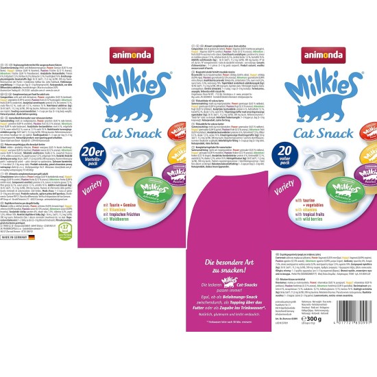 animonda Milkies Cat Snack with Milk - Selection Mix Pack (6 x 30 g), Grain-Free Crisp Cushion Milk Cat Snacks for Adult Cats animonda Milkies Cat Snack with Milk - Selection Mix Pack (6 x 30 g), Grain-Free Crisp Cushion Milk Cat Snacks for Adult Cats
