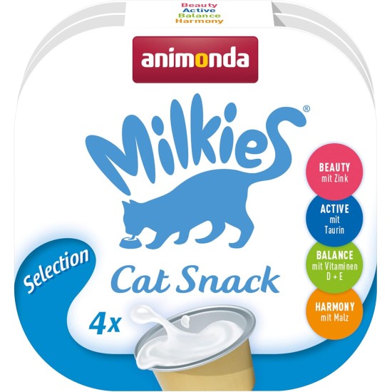 animonda Milkies Cat Snack with Milk - Selection Mix Pack (6 x 30 g), Grain-Free Crisp Cushion Milk Cat Snacks for Adult Cats animonda Milkies Cat Snack with Milk - Selection Mix Pack (6 x 30 g), Grain-Free Crisp Cushion Milk Cat Snacks for Adult Cats