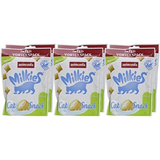 animonda Milkies Cat Snack with Milk - Selection Mix Pack (6 x 30 g), Grain-Free Crisp Cushion Milk Cat Snacks for Adult Cats animonda Milkies Cat Snack with Milk - Selection Mix Pack (6 x 30 g), Grain-Free Crisp Cushion Milk Cat Snacks for Adult Cats