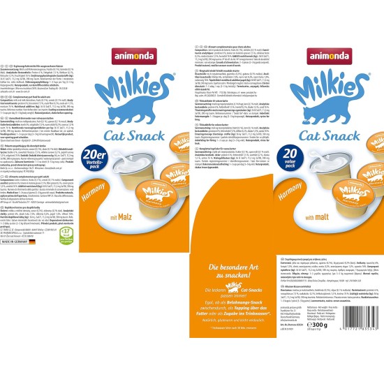 animonda Milkies Cat Snack with Milk - Selection Mix Pack (6 x 30 g), Grain-Free Crisp Cushion Milk Cat Snacks for Adult Cats animonda Milkies Cat Snack with Milk - Selection Mix Pack (6 x 30 g), Grain-Free Crisp Cushion Milk Cat Snacks for Adult Cats