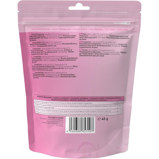 catz finefood Meatz Cat Treats Essential Mix – Crispy Strips from the Most Popular Meat – Cat Snack for Allergy Sufferers without Sugar, Grain-Free (1 x 45 g) catz finefood Meatz Cat Treats Essential Mix – Crispy Strips from the Most Popular Meat – Cat Snack for Allergy Sufferers without Sugar, Grain-Free (1 x 45 g)