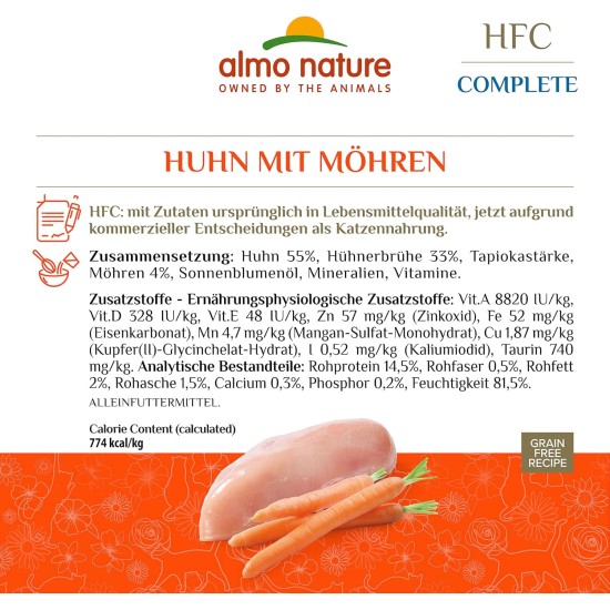 Almo Nature – HFC Complete – Huhn mit grünen Bohnen – Nassfutter für ausgewachsene Katzen, 24 Packungen à 70 g Almo Nature – HFC Complete – Huhn mit grünen Bohnen – Nassfutter für ausgewachsene Katzen, 24 Packungen à 70 g