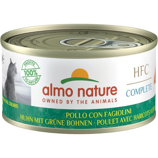 Almo Nature – HFC Complete – Huhn mit grünen Bohnen – Nassfutter für ausgewachsene Katzen, 24 Packungen à 70 g Almo Nature – HFC Complete – Huhn mit grünen Bohnen – Nassfutter für ausgewachsene Katzen, 24 Packungen à 70 g