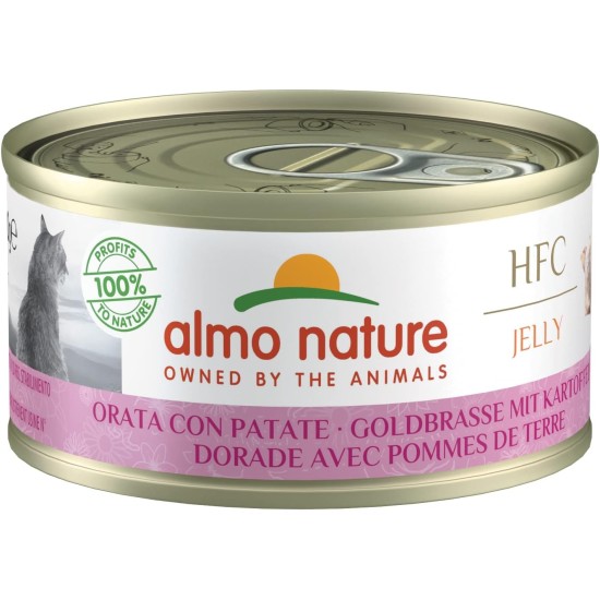 Almo Nature – HFC Jelly Dorade mit Kartoffeln – Nassfutter für ausgewachsene Katzen, 24 Packungen à 70 g Almo Nature – HFC Jelly Dorade mit Kartoffeln – Nassfutter für ausgewachsene Katzen, 24 Packungen à 70 g