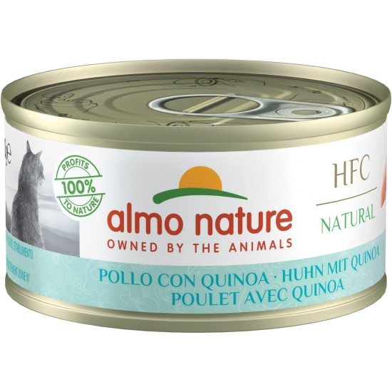 Almo Nature – HFC Natural – Huhn mit Quinoa – Nassfutter für ausgewachsene Katzen, 24 Packungen à 70 g Almo Nature – HFC Natural – Huhn mit Quinoa – Nassfutter für ausgewachsene Katzen, 24 Packungen à 70 g