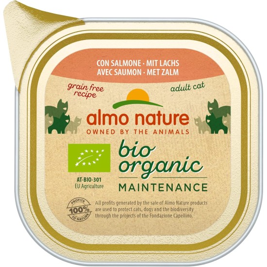 Almo Nature Bio Organic Maintenance Wet for Cats - with Salmon 85 g x 19 Pieces, 1.62 kg Almo Nature Bio Organic Maintenance Wet for Cats - with Salmon 85 g x 19 Pieces, 1.62 kg