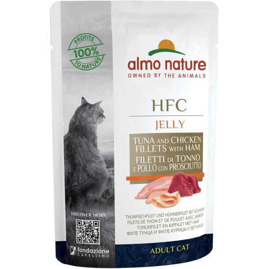 Almo Nature Cat Pouch HFC in Jelly Tuna, Chicken and Ham 24 x 55g Almo Nature Cat Pouch HFC in Jelly Tuna, Chicken and Ham 24 x 55g