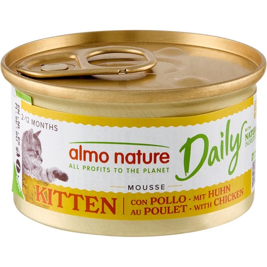 Almo Nature Daily - Complete Wet Food for Kitten Cats - Mousse with Chicken. 24 x 85g Tubs Almo Nature Daily - Complete Wet Food for Kitten Cats - Mousse with Chicken. 24 x 85g Tubs