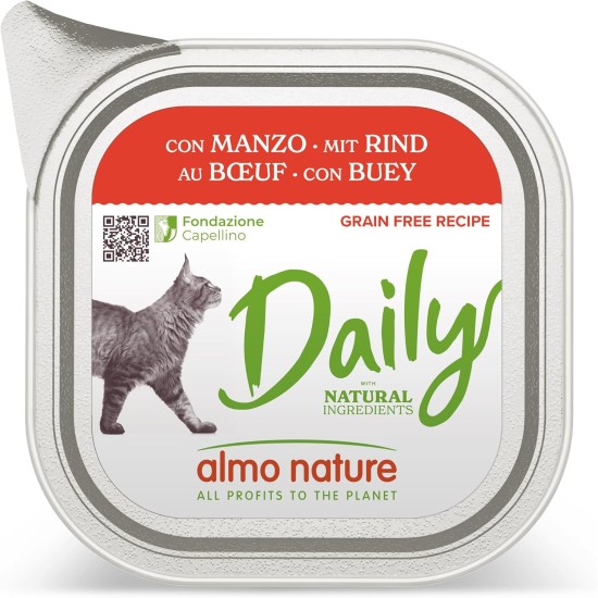 Almo Nature Daily Cat Food with Beef, Complete Food for Cats, Wet Food, Pack of 32 (32 x 100 g) Almo Nature Daily Cat Food with Beef, Complete Food for Cats, Wet Food, Pack of 32 (32 x 100 g)