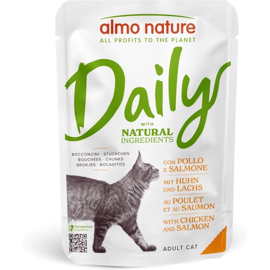 Almo Nature Daily Cat Food with Chicken and Salmon, 70 g, Pack of 30 Almo Nature Daily Cat Food with Chicken and Salmon, 70 g, Pack of 30