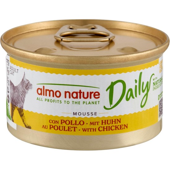 Almo Nature Daily Grain Free Cat Food, Mousse with Chicken, Complete Food for Cats, Wet Food, Pack of 24 (24 x 85 g) Almo Nature Daily Grain Free Cat Food, Mousse with Chicken, Complete Food for Cats, Wet Food, Pack of 24 (24 x 85 g)