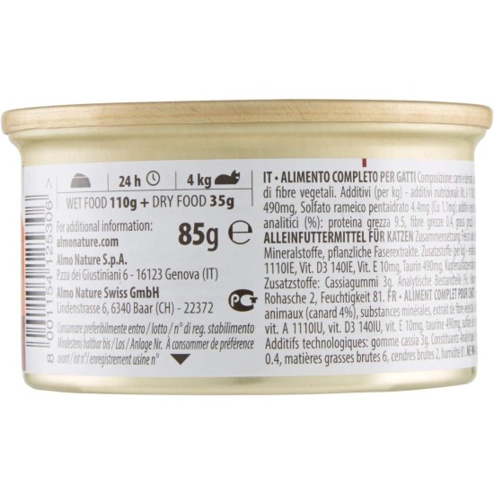Almo Nature Daily Grain Free Cat Food, Mousse with Chicken, Complete Food for Cats, Wet Food, Pack of 24 (24 x 85 g) Almo Nature Daily Grain Free Cat Food, Mousse with Chicken, Complete Food for Cats, Wet Food, Pack of 24 (24 x 85 g)