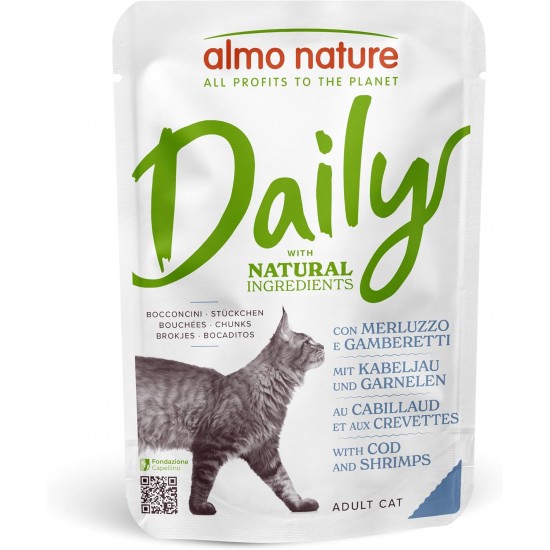 Almo Nature Daily Menu Cat Food Cat with Cod and Shrimps 70 g (Pack of 30) Almo Nature Daily Menu Cat Food Cat with Cod and Shrimps 70 g (Pack of 30)