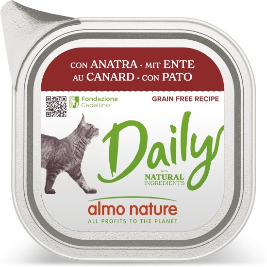 Almo Nature Daily Wet Food for Adult Cats with Duck - Pack of 3.2 kg (32 x 100 g)