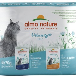 Almo Nature Functional Urinary Help - Multipack Wet Food for Adult Cats - Mix: 3 x Fish & 3 x Chicken - 70 g, Pack of 6 Almo Nature Functional Urinary Help - Multipack Wet Food for Adult Cats - Mix: 3 x Fish & 3 x Chicken - 70 g, Pack of 6
