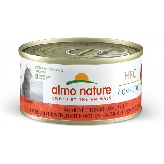 Almo Nature HFC Complete Wet Food for Adult Cats - Salmon and Tuna with Carrots - Pack of 1.68 kg (24 x 70 g) Almo Nature HFC Complete Wet Food for Adult Cats - Salmon and Tuna with Carrots - Pack of 1.68 kg (24 x 70 g)
