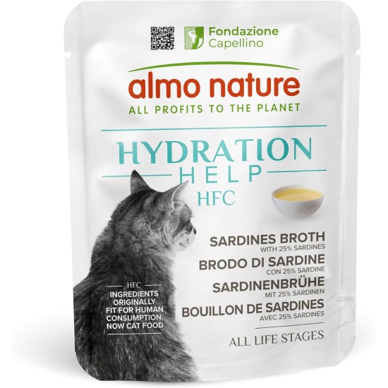 Almo Nature HFC Hydration Help Wet Cat Food - Sardine Broth with Sardines - 1.2 kg Pack (24 x 50 g) Almo Nature HFC Hydration Help Wet Cat Food - Sardine Broth with Sardines - 1.2 kg Pack (24 x 50 g)