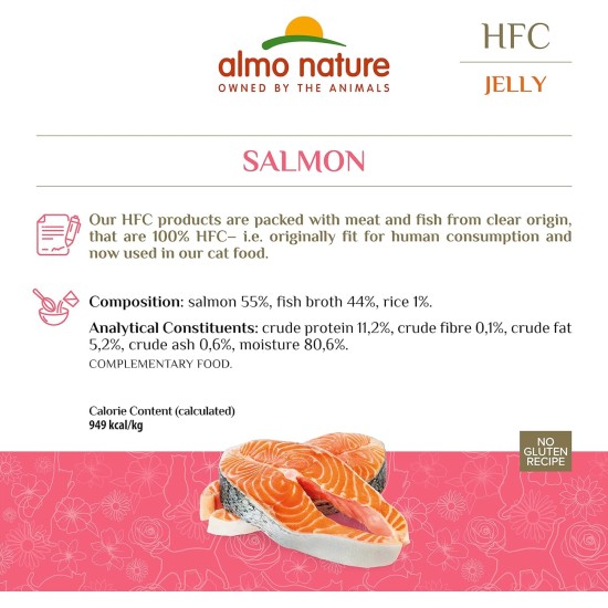 Almo Nature HFC Jelly Megapack, Wet Food for Cats - Salmon (6 Cans x 70 g) Almo Nature HFC Jelly Megapack, Wet Food for Cats - Salmon (6 Cans x 70 g)