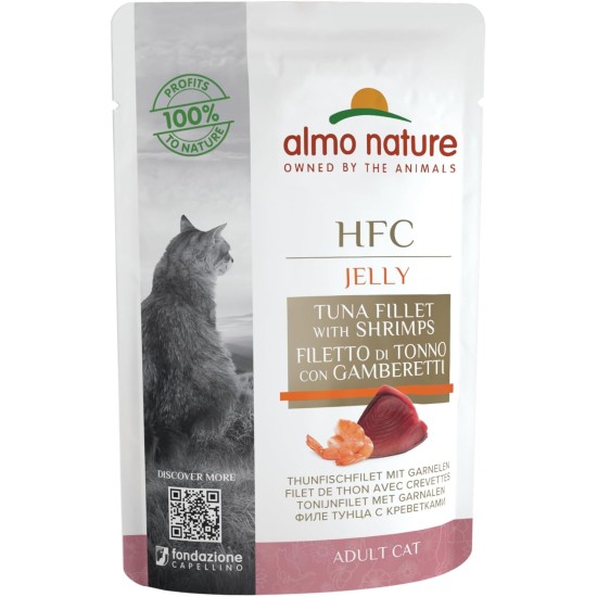 Almo Nature HFC Jelly Wet Cat Food Pouch with Tuna & Shrimps (Pack of 24 x55g) Almo Nature HFC Jelly Wet Cat Food Pouch with Tuna & Shrimps (Pack of 24 x55g)