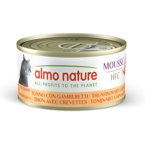 Almo Nature HFC Mousse Wet Cat Food - Tuna with Shrimp - Pack of 1.68 kg (24 x 70 g)