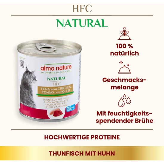 Almo Nature HFC Natural - Tuna and Chicken (Pack of 12 x 280g Tin) Almo Nature HFC Natural - Tuna and Chicken (Pack of 12 x 280g Tin)