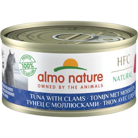 Almo Nature HFC Natural - Wet Cat Food with Tuna & Clams (Pack of 24 x 70g Tins) Almo Nature HFC Natural - Wet Cat Food with Tuna & Clams (Pack of 24 x 70g Tins)