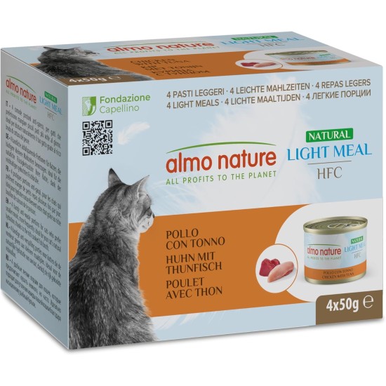 Almo Nature HFC Natural Light Meal - Chicken & Tuna - Wet Food for Adult Cats - 4 Cans of 50 g Almo Nature HFC Natural Light Meal - Chicken & Tuna - Wet Food for Adult Cats - 4 Cans of 50 g