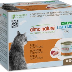 Almo Nature HFC Natural Light Meal - Wet Food for Cats - Chicken with Tuna - Human Grade, Gluten Free - 50 g (Pack of 4) Almo Nature HFC Natural Light Meal - Wet Food for Cats - Chicken with Tuna - Human Grade, Gluten Free - 50 g (Pack of 4)