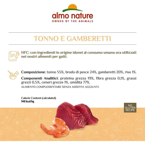 Almo Nature HFC Natural Light Meal Katzenfutter für ausgewachsene Katzen- Thunfisch und Garnelen 50 g x 4 stück, 200 g Almo Nature HFC Natural Light Meal Katzenfutter für ausgewachsene Katzen- Thunfisch und Garnelen 50 g x 4 stück, 200 g