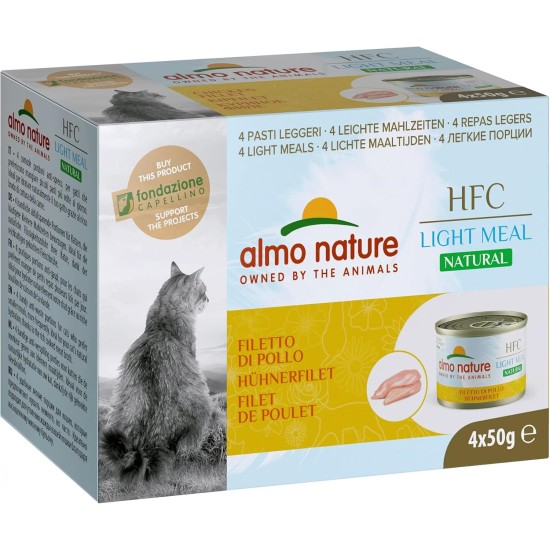 Almo Nature HFC Natural Light Meal Katzenfutter für ausgewachsene Katzen- Thunfisch und Garnelen 50 g x 4 stück, 200 g Almo Nature HFC Natural Light Meal Katzenfutter für ausgewachsene Katzen- Thunfisch und Garnelen 50 g x 4 stück, 200 g