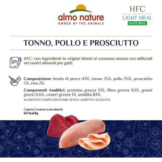 Almo Nature HFC Natural Light Meal Katzenfutter für ausgewachsene Katzen- Thunfisch und Garnelen 50 g x 4 stück, 200 g Almo Nature HFC Natural Light Meal Katzenfutter für ausgewachsene Katzen- Thunfisch und Garnelen 50 g x 4 stück, 200 g