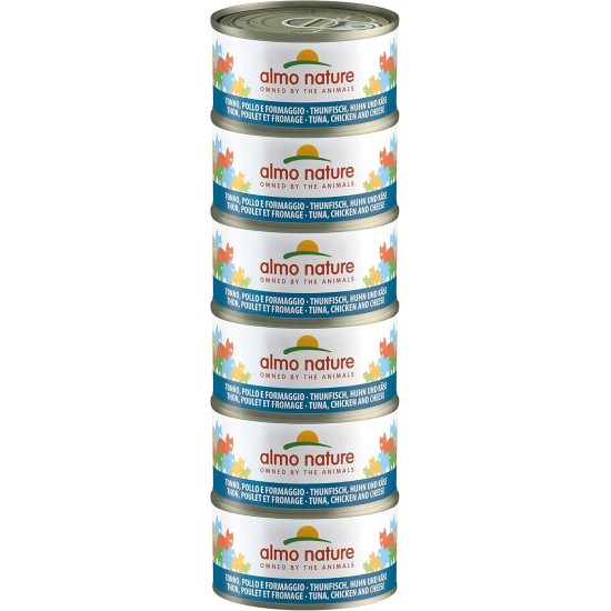 Almo Nature HFC Natural Megapack, Nassnahrung für Katzen - Thunfisch, Huhn und Käse (6 Dosen x 70g) Almo Nature HFC Natural Megapack, Nassnahrung für Katzen - Thunfisch, Huhn und Käse (6 Dosen x 70g)