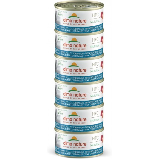 Almo Nature HFC Natural Megapack, Nassnahrung für Katzen - Thunfisch, Huhn und Käse (6 Dosen x 70g) Almo Nature HFC Natural Megapack, Nassnahrung für Katzen - Thunfisch, Huhn und Käse (6 Dosen x 70g)
