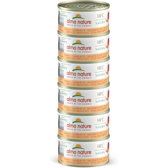 Almo Nature HFC Natural Megapack, Nassnahrung für Katzen - Thunfisch und Garnelen (6 Dosen x 70g) Almo Nature HFC Natural Megapack, Nassnahrung für Katzen - Thunfisch und Garnelen (6 Dosen x 70g)
