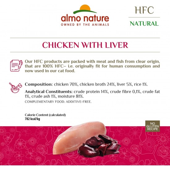 Almo Nature HFC Natural Wet Food for Adults Cats Tuna, Chicken and Ham - Tin 24 x 70 g Almo Nature HFC Natural Wet Food for Adults Cats Tuna, Chicken and Ham - Tin 24 x 70 g