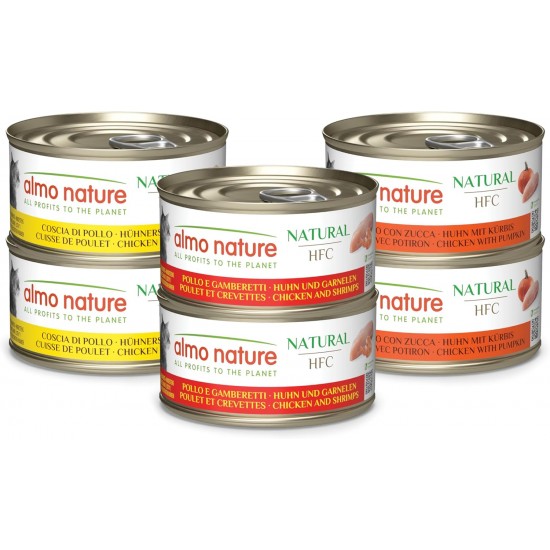 Almo Nature HFC Natural Wet Food for Cats - Assorted Recipes with Chicken - Pack of 420 g (6 x 70 g) Almo Nature HFC Natural Wet Food for Cats - Assorted Recipes with Chicken - Pack of 420 g (6 x 70 g)