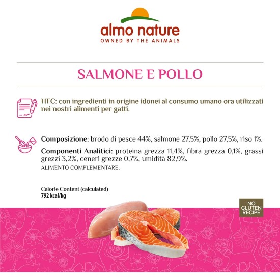 Almo Nature Megapack Wet Cat Food - Salmon and Chicken - Pack of 6 (6 x 70 g) Almo Nature Megapack Wet Cat Food - Salmon and Chicken - Pack of 6 (6 x 70 g)
