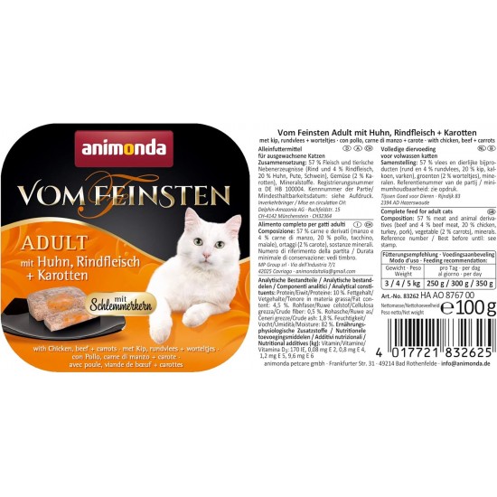 Animonda Vom Feinsten Adult Cat Food, Wet Food for Adult Cats, Gourmet Core with Turkey, Chicken Breast + Herbs, 6 x 100 g Animonda Vom Feinsten Adult Cat Food, Wet Food for Adult Cats, Gourmet Core with Turkey, Chicken Breast + Herbs, 6 x 100 g