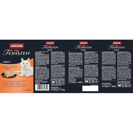 Animonda Vom Feinsten Adult Cat Food, Wet Food for Adult Cats, Gourmet Core with Turkey, Chicken Breast + Herbs, 6 x 100 g Animonda Vom Feinsten Adult Cat Food, Wet Food for Adult Cats, Gourmet Core with Turkey, Chicken Breast + Herbs, 6 x 100 g