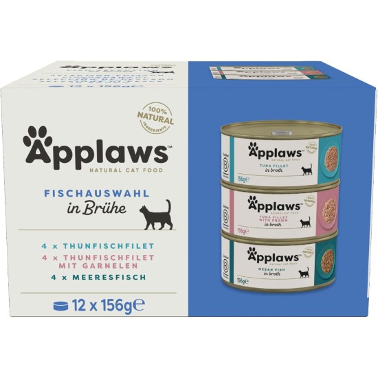 Applaws 100% Natural Premium Wet Cat Food, Fish Selection Multipack in Broth - Pack of 12 x 156g Cans Applaws 100% Natural Premium Wet Cat Food, Fish Selection Multipack in Broth - Pack of 12 x 156g Cans