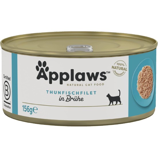 Applaws 100% Natural Premium Wet Cat Food Tuna Fillet in Broth - Pack of 24 x 156g Cans Applaws 100% Natural Premium Wet Cat Food Tuna Fillet in Broth - Pack of 24 x 156g Cans