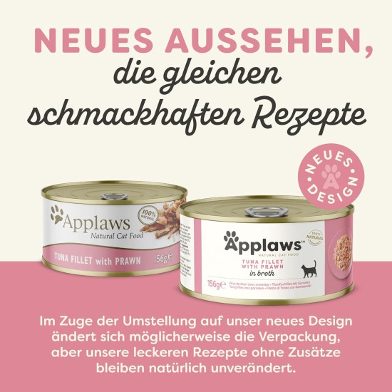 Applaws 100% Natural Premium Wet Cat Food Tuna Fillet in Broth - Pack of 24 x 156g Cans Applaws 100% Natural Premium Wet Cat Food Tuna Fillet in Broth - Pack of 24 x 156g Cans