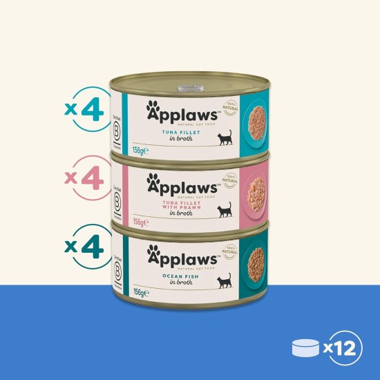 Applaws 100% Natural Premium Wet Cat Food Tuna Fillet in Broth - Pack of 24 x 156g Cans Applaws 100% Natural Premium Wet Cat Food Tuna Fillet in Broth - Pack of 24 x 156g Cans