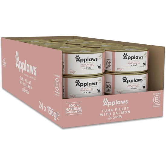 Applaws 100% Natural Premium Wet Cat Food Tuna Fillet in Broth - Pack of 24 x 156g Cans Applaws 100% Natural Premium Wet Cat Food Tuna Fillet in Broth - Pack of 24 x 156g Cans