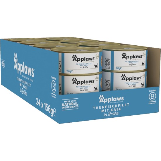 Applaws 100% Natural Premium Wet Cat Food Tuna Fillet in Broth - Pack of 24 x 156g Cans Applaws 100% Natural Premium Wet Cat Food Tuna Fillet in Broth - Pack of 24 x 156g Cans